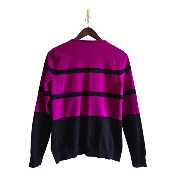 Ralph Lauren Purple Colorblock Zip Shoulder Long Sleeve Sweater Sz M - Picture 6 of 8